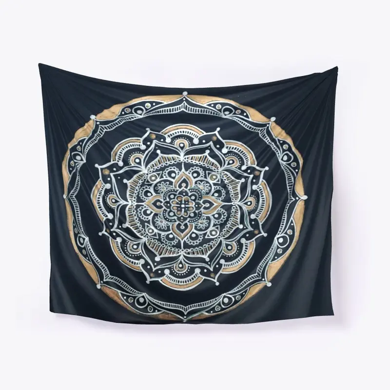 Vintage Gold Mandala Tapestry Art