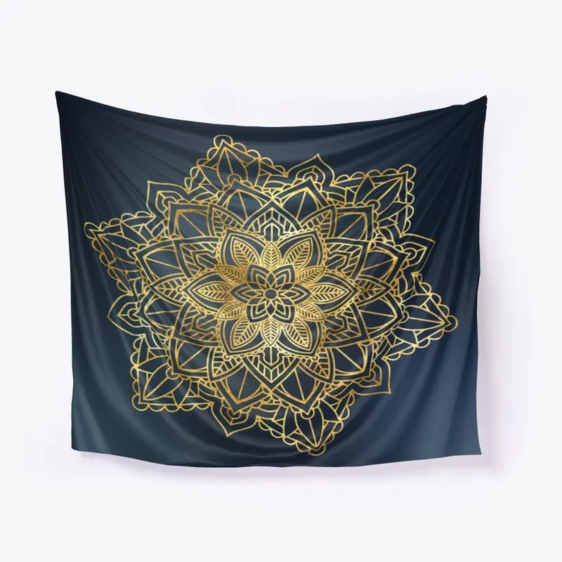 Golden Mandala Yoga Tapestry