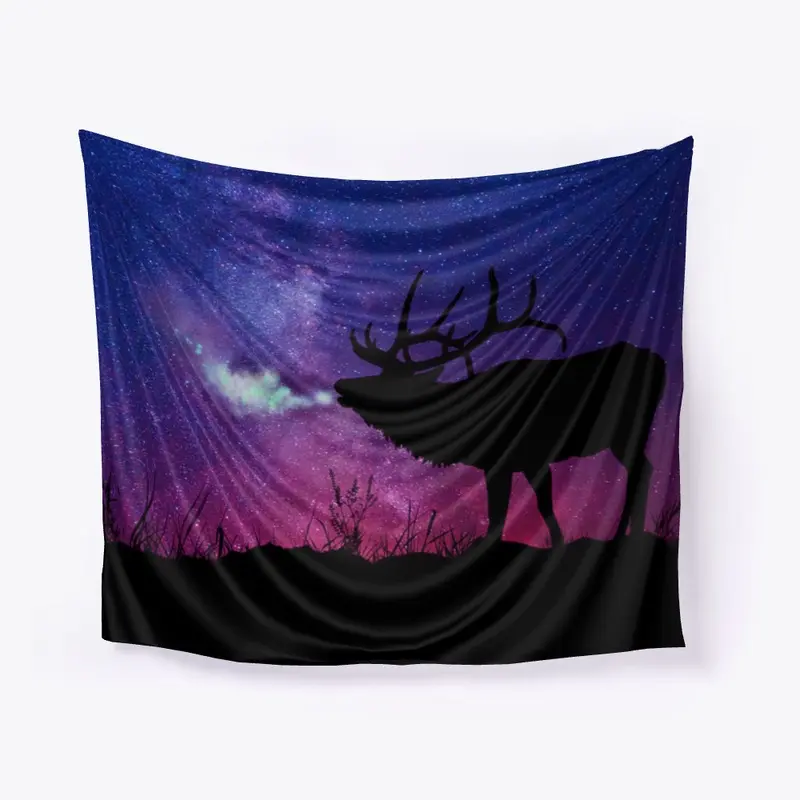 Elk Galaxy Tapestry Art