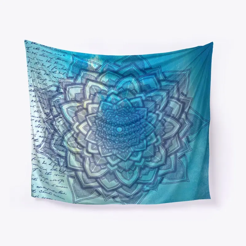 Blue Mandala Spiritual Yoga Tapestry